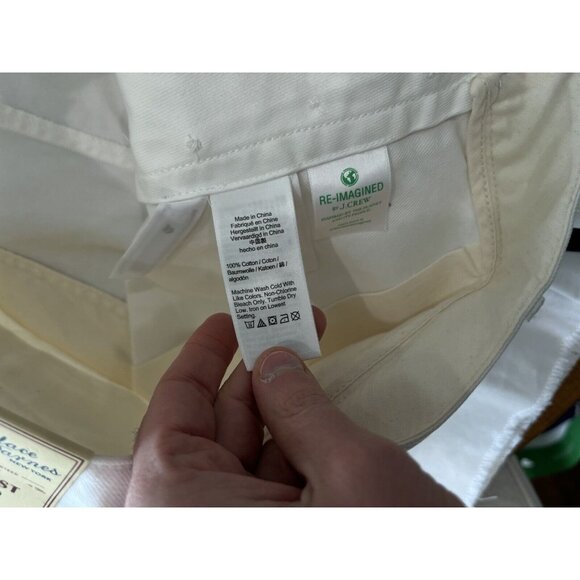 NWT J Crew Mens 33 White Wallace & Barnes 8" Pleated Cutoff Chino Shorts $129 - Picture 9 of 12